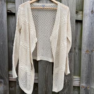 Charlotte Russe Super Soft draped open knit and cable knit cream cardiga…